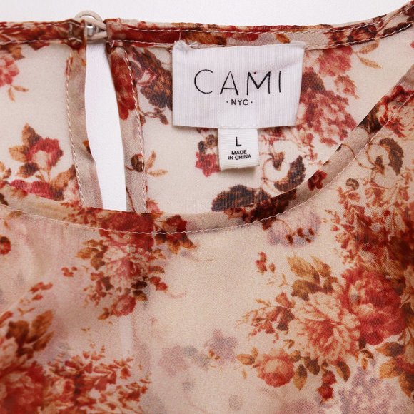 NEW Cami NYC Francie Floral Print Silk Blouse Semi Sheer Cream Vintage Flora L - Picture 5 of 9